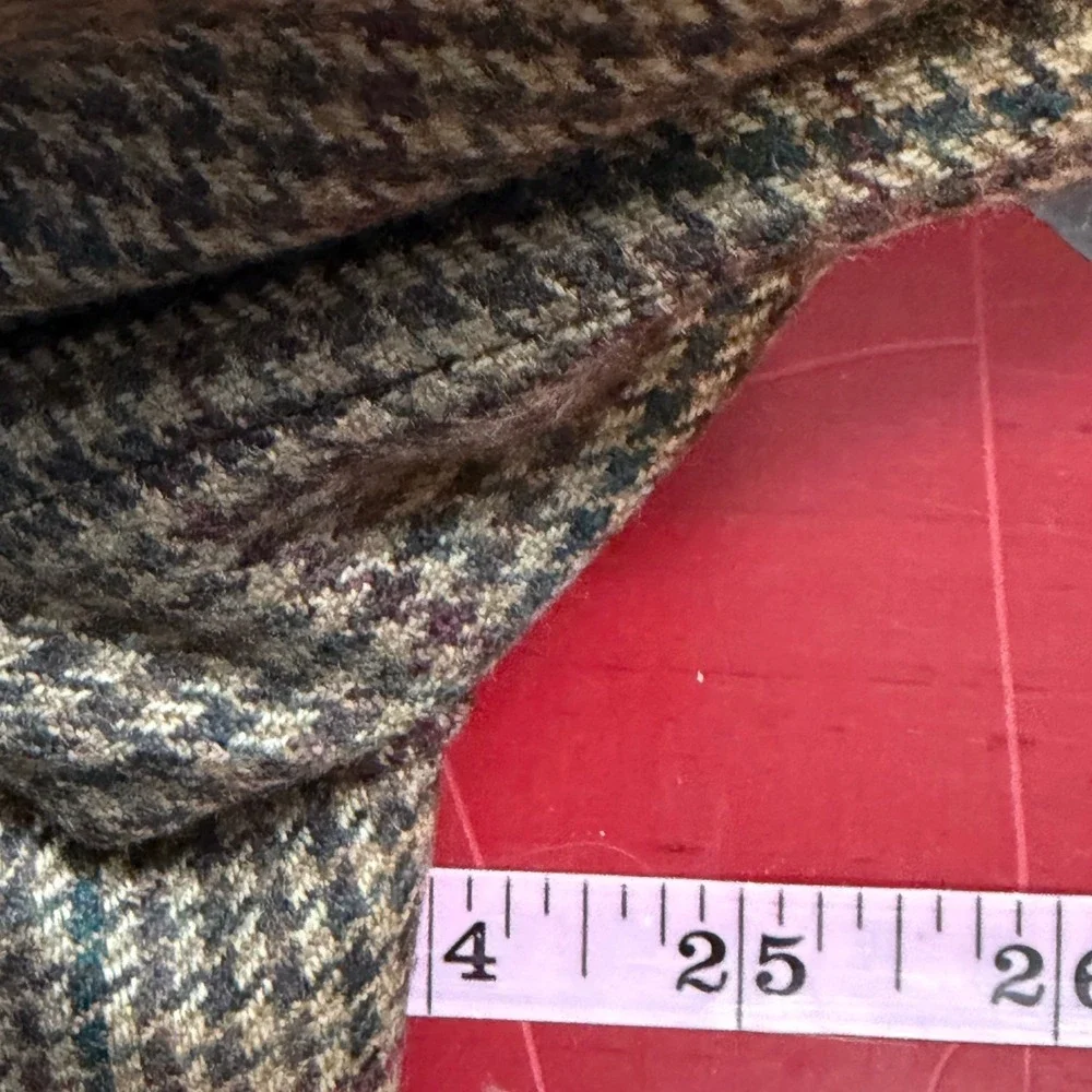 Lauren Ralph Houndstooth Sports Coat Blazer Mens 44R Brown Lambswool Tweed